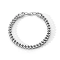 Polished silver stainless steel Cuban link bracelet with a secure lobster clasp - Standard Type / Steel