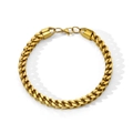Polished gold-plated stainless steel Cuban link bracelet with a secure lobster clasp - Standard Type / Gold