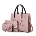 Ensemble de 3 sacs roses avec texture marbre et pendentif feuille d'érable dorée - Ensemble trois pièces / Rose