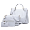 Ensemble de 4 sacs à main blancs pour femmes avec gaufrage crocodile et bandoulière - Blanc