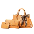 Set borse 3 pezzi arancione motivo coccodrillo con tote, pochette e portafoglio - Giallo