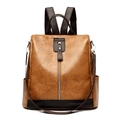 Zaino vintage da donna in pelle PU marrone con design antifurto e spallacci regolabili - Marrone