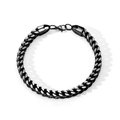 Men's punk style black stainless steel cuban link bracelet with durable lobster clasp - Standard Type / Black