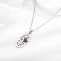 Collier en acier inoxydable argenté avec pendentif ovale et pierre cœur rouge - Ovale Ajouré Zircon Coeur Rouge (N0311) / Couleur Acier