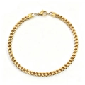 Flat Cuban link bracelet in gold-plated stainless steel with lobster clasp closure - Fine Style / Gold