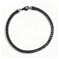 Polished black stainless steel Cuban link chain necklace with secure lobster clasp - Fine Style / Black