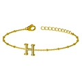 Elegante bracciale in titanio dorato con ciondolo a lettera H incastonato di zirconi brillanti - Lettera H Oro