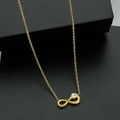 Collier symbole infini en or avec zircon étincelant et chaîne croisée délicate - Style Goutte d'eau Doré (N0078)
