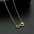 Collier doré avec symbole infini et un zircon sur une chaîne maille forçat fine - Style Rond Doré (N0079)