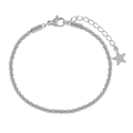 Silver star chain bracelet with sparkling spiral texture and lobster clasp closure - Steel