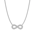 Infinity symbol necklace in silver finish with micro-pave cubic zirconia stones - Steel Full Stone Style (N0076S)