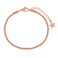 Rose gold shimmering popcorn chain bracelet with star pendant and adjustable clasp - Rose Gold