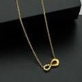 Golden infinity necklace with sparkling cubic zirconia on a delicate gold chain - Gold 7-Stone Style (N0073)