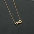 Gold infinity pendant necklace with square zircon on a textured black background - Gold Square Style (N0072)