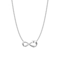 Silver infinity necklace pendant in titanium steel with clear zircon gemstone accent - Steel Oval Style (N0085S)