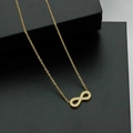 Infinity pendant necklace in gold finish with sparkling zircon stones on a black gift box - Gold Full Stone Style (N0076)