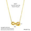 18K gold plated infinity pendant necklace with zircon stone in stainless steel - Gold Heart Style (N0077)