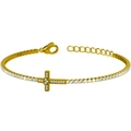 Elegant gold plated cross tennis bracelet with micro-paved cubic zirconia stones - Gold Micro-inlaid Cross Tennis Chain Style (B0054)