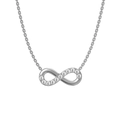 Polished silver infinity necklace featuring half-paved zircons and cross chain - Steel 11-Stone Style (N0074S)