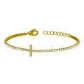Bracelet en acier titane doré orné d'un pendentif croix serti de zircons scintillants - Style Croix en Zircone Diamant Complet (B0055)