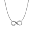 Silver infinity symbol necklace in titanium steel with zircon accents on a fine chain - Steel 14-Stone Style (N0071S)