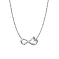Silver infinity necklace with a square cubic zirconia pendant and fine cross chain - Steel Square Style (N0072S)