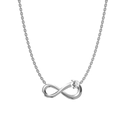 Polished silver infinity necklace with a round zircon pendant on thin O-chain - Steel Round Style (N0079S)