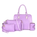Lavender crocodile embossed four-piece set handbag including shoulder bag and card holder - Violet