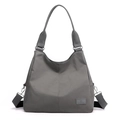 Large gray nylon tote bag with adjustable shoulder strap and spacious interior - Gray
