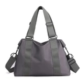 Dark gray waterproof nylon large travel bag with adjustable strap and top handles - Gray