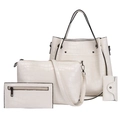 Set di 4 borse da donna bianche con trama a coccodrillo, tote e borsa a tracolla - Borsa Tote Tracolla Portafoglio Porta Carte / Bianco