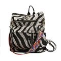 Sac à dos mode pour femmes avec motif zèbre et bandoulière tissée géométrique colorée - Imprimé Zèbre Gris