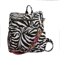 Sac à dos chic en cuir PU imprimé zèbre avec bandoulière géométrique colorée - Imprimé Zèbre Blanc