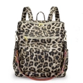 Mochila de moda con estampado de leopardo cremalleras doradas y correa de hombro - Leopardo Marrón