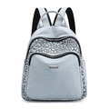 Zaino in tessuto Oxford azzurro da donna con dettagli riflettenti e materiale resistente - Azzurro