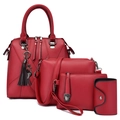 Set borse rosse da donna in 4 pezzi con borsa a mano, tracolla, portafoglio e pochette - Rosso