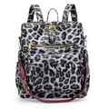 Mochila con estampado de leopardo blanco y negro y correa étnica tejida - Estampado de Leopardo Negro