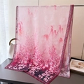 Detail of gradient pink floral scarf with elegant Chinese cherry blossom print - 180x70cm / Pink