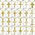 Selezione di collane con croce d'oro con zirconi brillanti e vari design artistici - Croce a Diamante Pieno con Contorno Arrotondato (N0016) / Oro