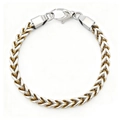 Bracciale a catena wheat bicolore lucido con maglie oro e argento e chiusura a moschettone - Stile a Quattro Facce / Base in Oro Lucidato
