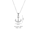 Collana con ciondolo ad ancora in acciaio inossidabile con zirconi brillanti - Stile Ancora d'Argento (N0135S)