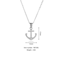 Ciondolo ancora pirata in argento con zirconi brillanti, larghezza 15mm, peso 2.6g - Stile Ancora d'Argento (N0136S)