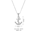 Collana con ancora vintage color argento con cristalli, ciondolo da 18,5 mm - Stile Ancora d'Argento (N0137S)