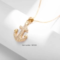 Collier ancre rétro en acier inoxydable doré orné de pavés de cristaux étincelants - Style d'Ancre Doré (N0132G)