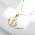 Collier ancre dorée serti de zircons blancs brillants sur une fine chaîne à maillons - Style d'Ancre Doré (N0133G)