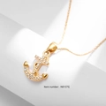 Collier avec pendentif ancre doré serti de zircons brillants sur une chaîne fine - Style d'Ancre Doré (N0137G)