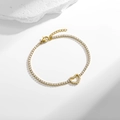 Elegant gold titanium heart tennis bracelet with pavé cubic zirconia and lobster clasp - Heart Zirconia Tennis Bracelet (B0020)