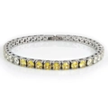 Detail of S.STEEL clasp on tennis bracelet with yellow and clear cubic zirconia - 4mm*17cm / Yellow