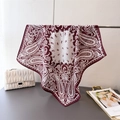 Elegante foulard quadrato in cotone e lino rosso bordeaux con motivo paisley donna - Borgogna (FR80-1)