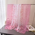 Detailed texture of lightweight pink and white floral print silk scarf draped over a stand - Pink (XC4-2)
